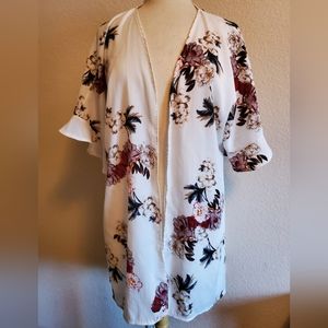 Euc  Floral Print Kimono Cardigan size L/XL